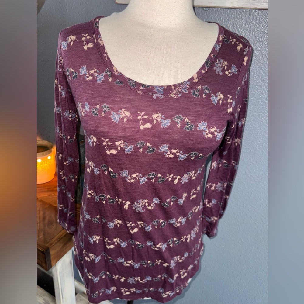 Lucky Brand Women's 3/4 Sleeve Floral Top
